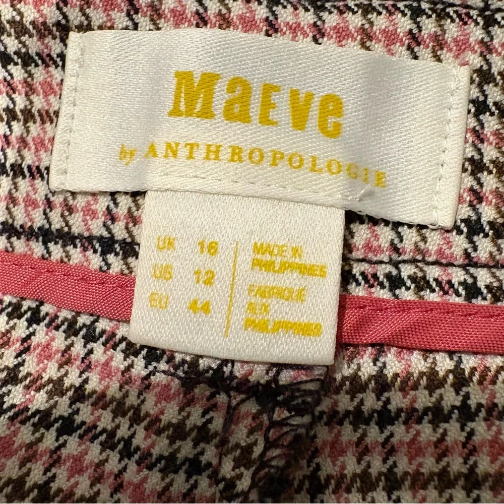 Maeve Anthropologie The Avery Pleated Wide-Leg Trousers: Plaid Edition, Sz 12 - Picture 12 of 13